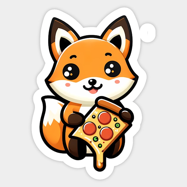 Funny Fox with Pizza Sticker by logiamerch